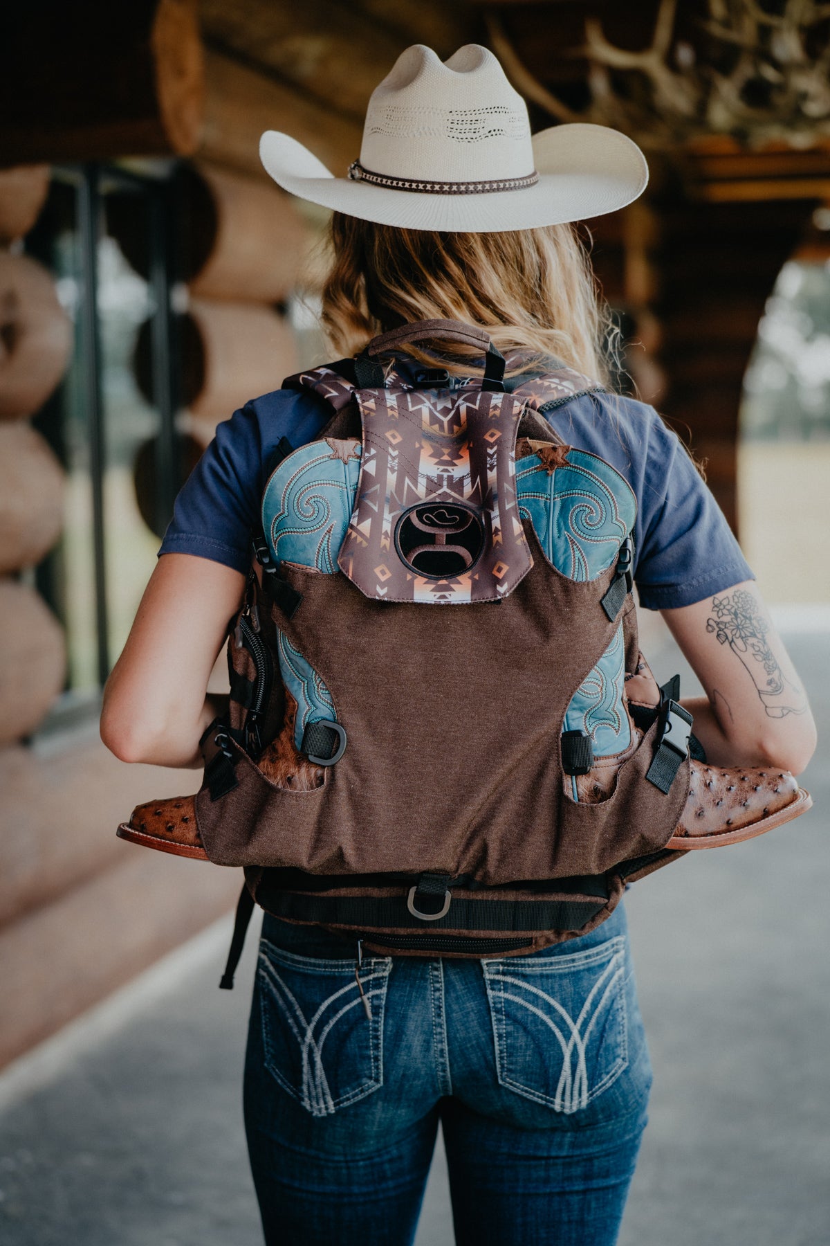 'Mule' Hooey Backpack Brown/Black with Aztec Pattern