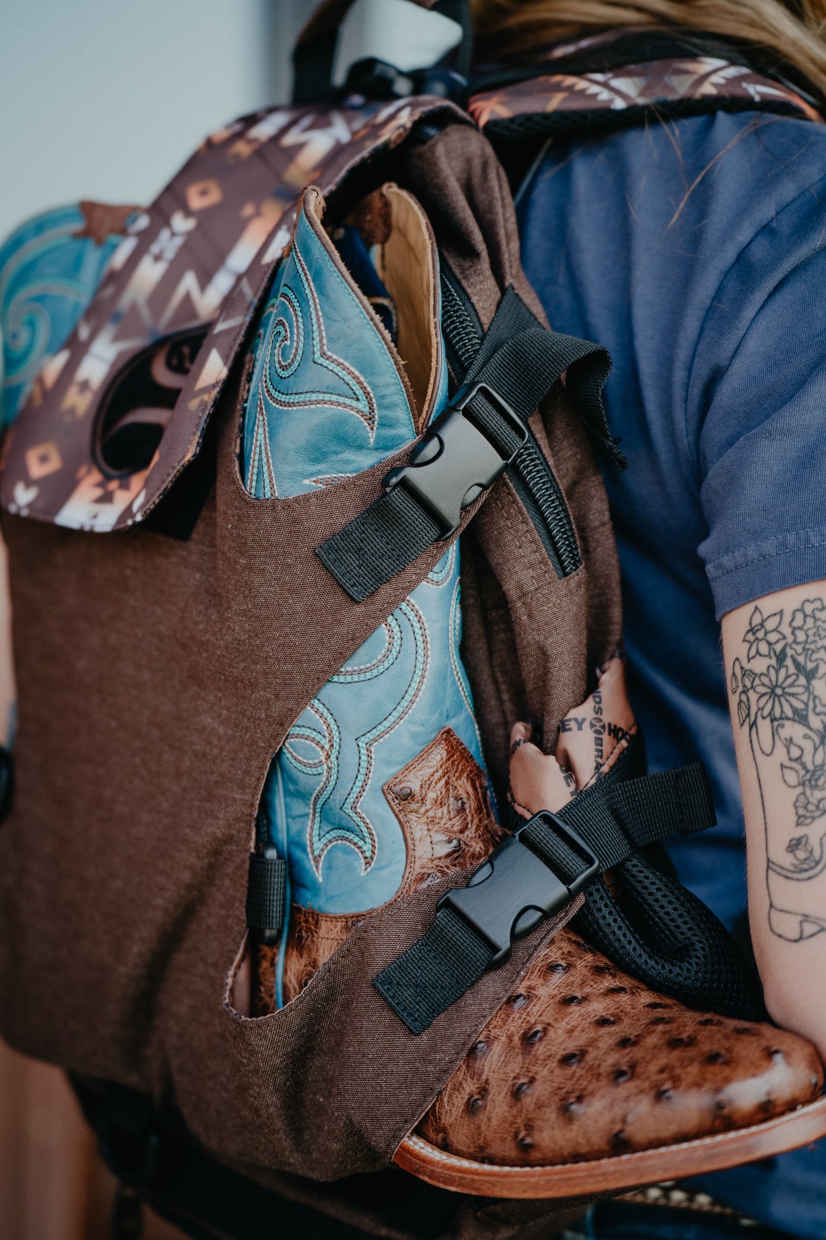 'Mule' Hooey Backpack Brown/Black with Aztec Pattern