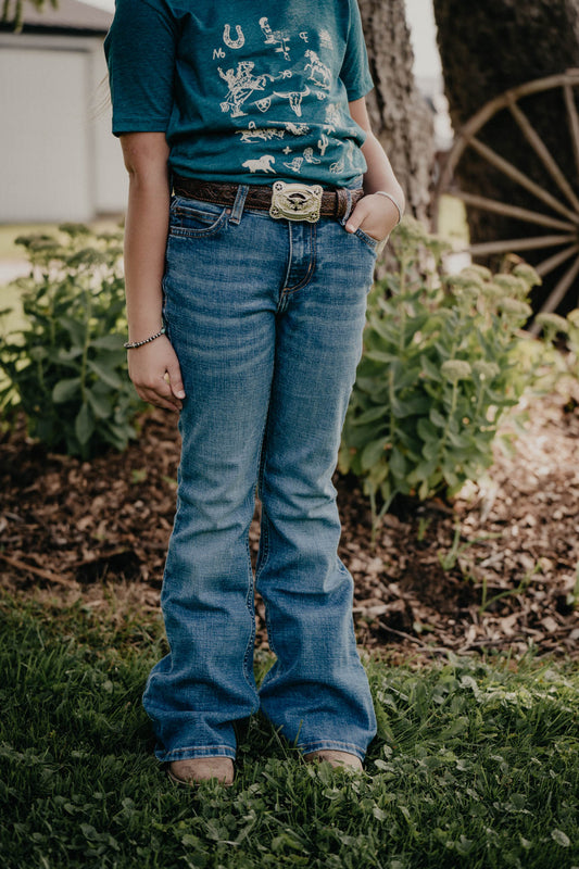 'Bethany' Girls Retro Flare Wrangler Jeans (Sizes 4-14 Slim/ Regular)