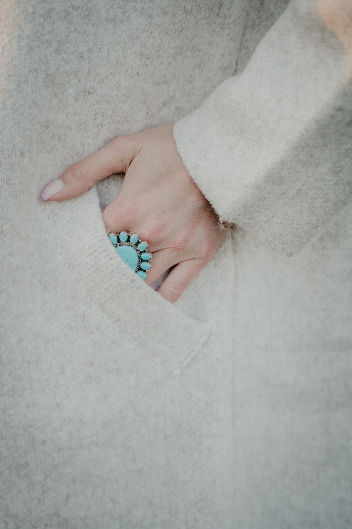 'Dakota' Oatmeal Duster Coat with Faux Fur Oversized Collar (XS-L)