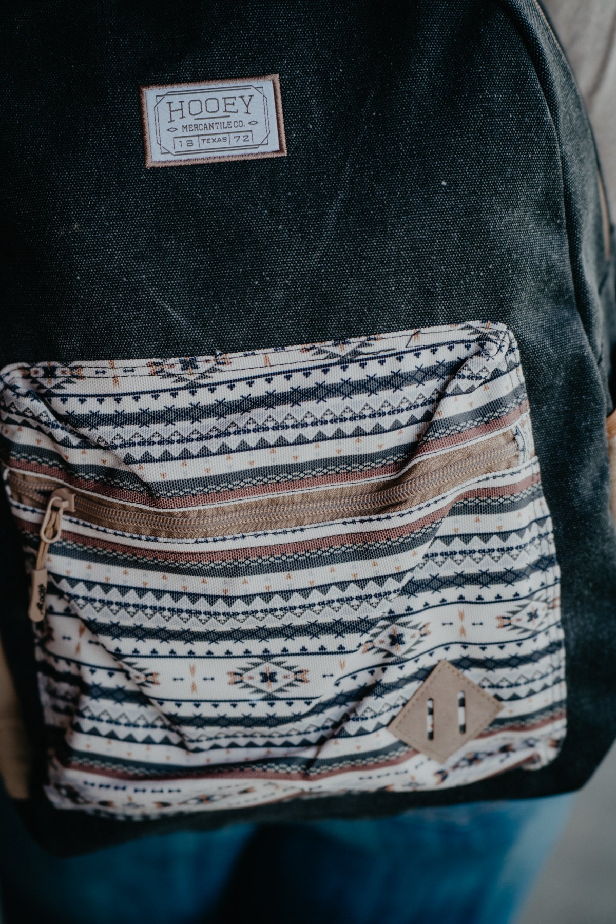 'Recess' Hooey Backpack Charcoal with Taupe/Phantom Comanche Pattern Accents