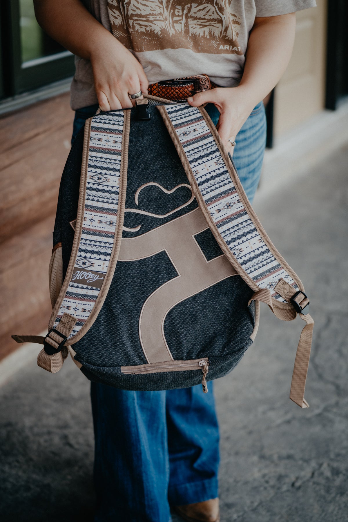 'Recess' Hooey Backpack Charcoal with Taupe/Phantom Comanche Pattern Accents