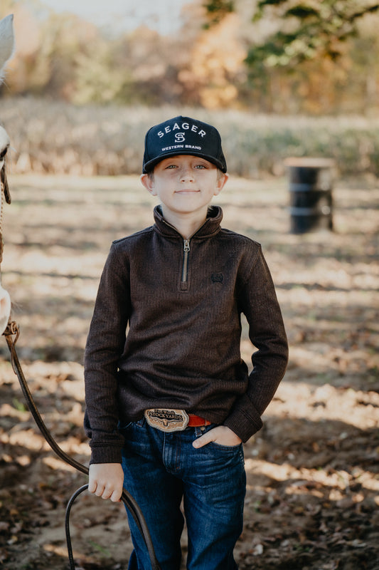 'Kane' CINCH Boy's Chocolate Brown 1/4 Zip
