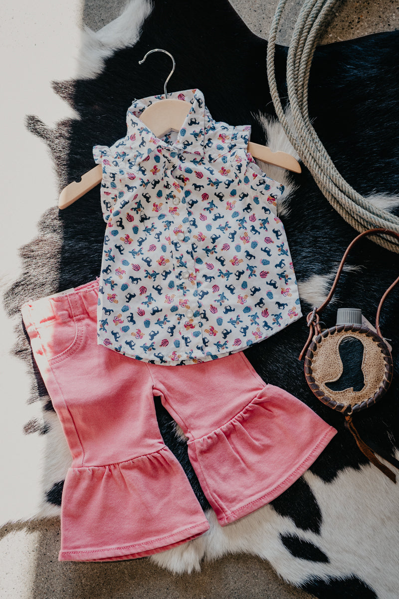 'Simone' Wrangler Girls Sleeveless Printed Pearl Snap (0-3m - 24m)