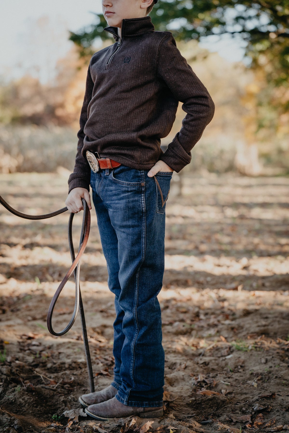 'Andrew' Dark Wash Wrangler Boys Slim Straight Jeans
