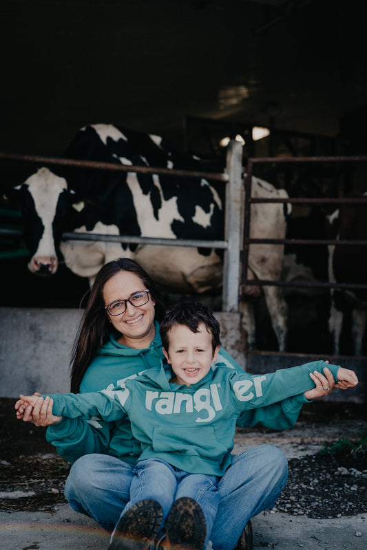 Kids Turquoise Wrangler Logo Hoodie
