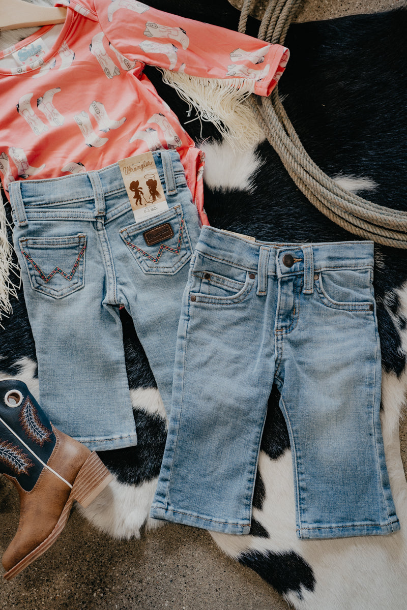 'Kelsey' Wrangler Baby Girls Light Wash Jeans (0-3M to 4T)