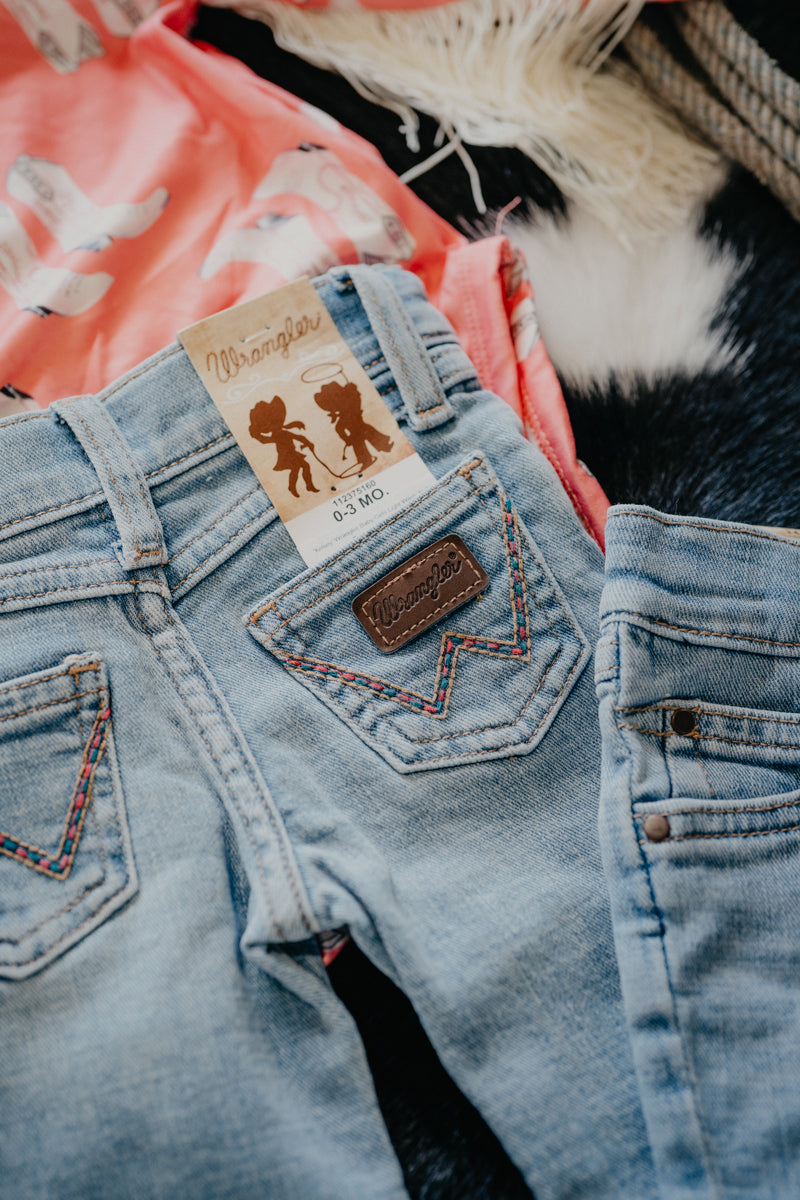 'Kelsey' Wrangler Baby Girls Light Wash Jeans (0-3M to 4T)