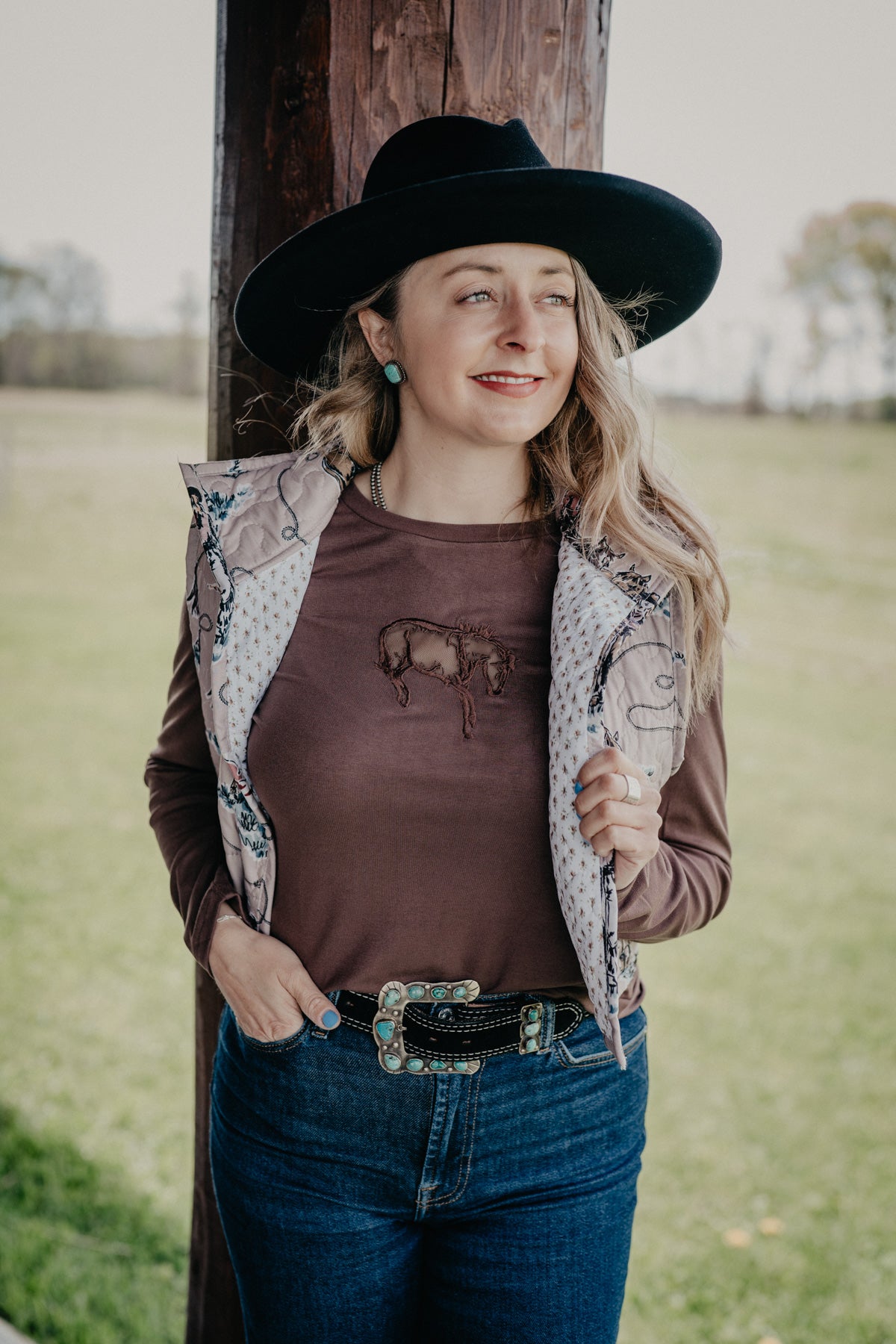 'Buck Out' Mocha Long Sleeve Shirt (XS - XXL)