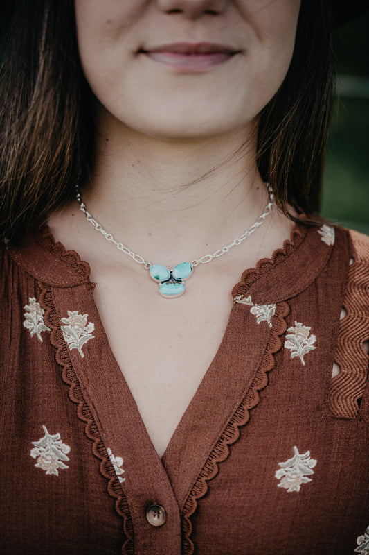 Perfect Trio Turquoise Cluster Necklace