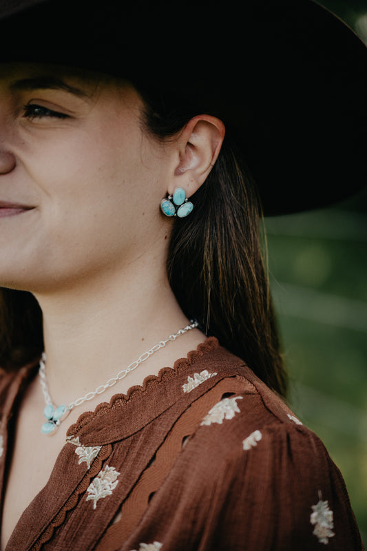 Statement 3 Turquoise Cluster Stud Earrings