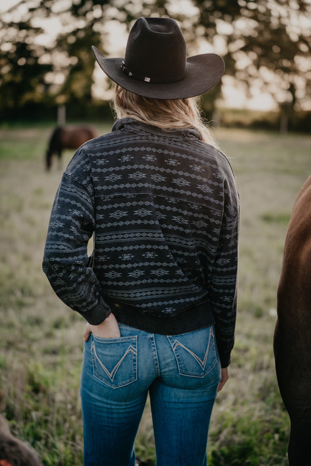 'Phoebe' Aztec Print 1/4 Zip Pullover (1 XL Only)