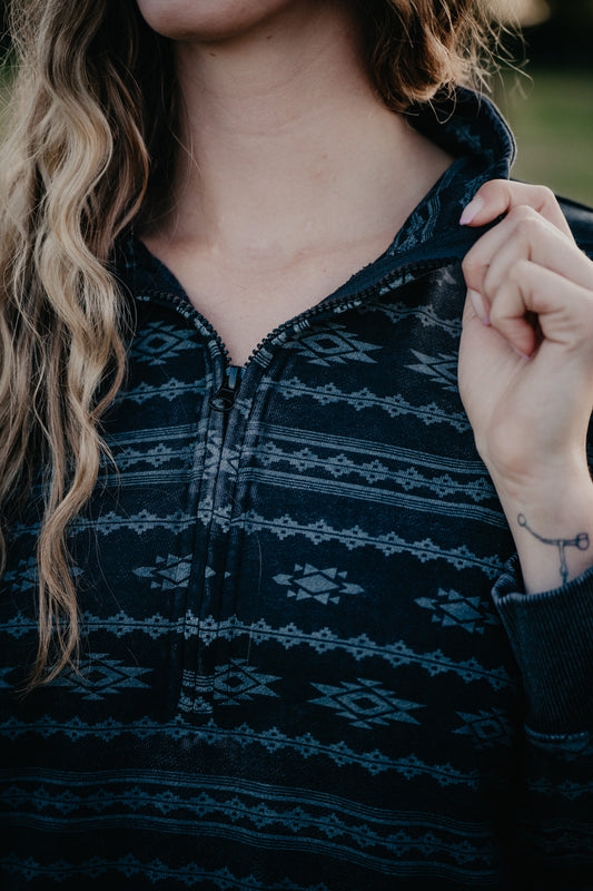 'Phoebe' Aztec Print 1/4 Zip Pullover (1 XL Only)