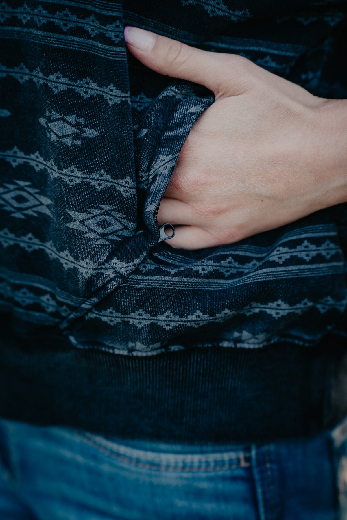 'Phoebe' Aztec Print 1/4 Zip Pullover (1 XL Only)