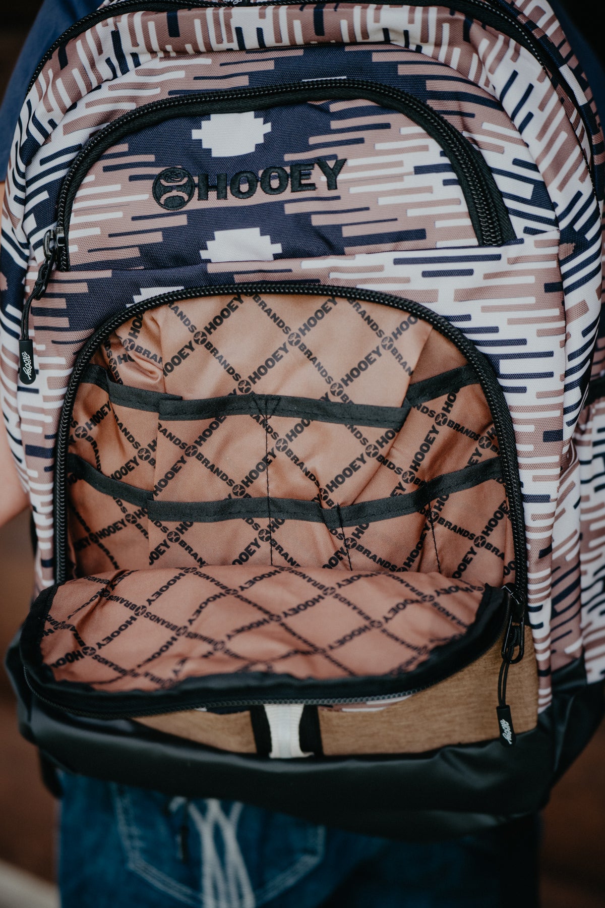 OX Hooey Backpack Taupe/ Black Aztec Pattern