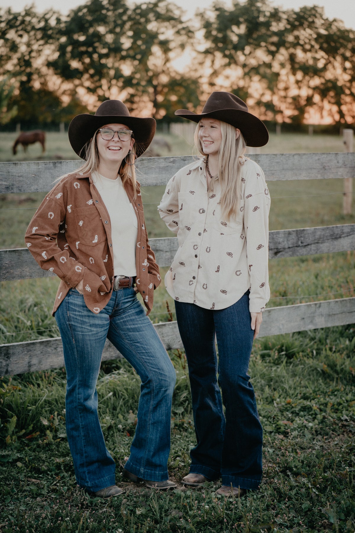 'Laine' Western Motif Embroidered Corduroy Shirt Jacket (2 Colours)