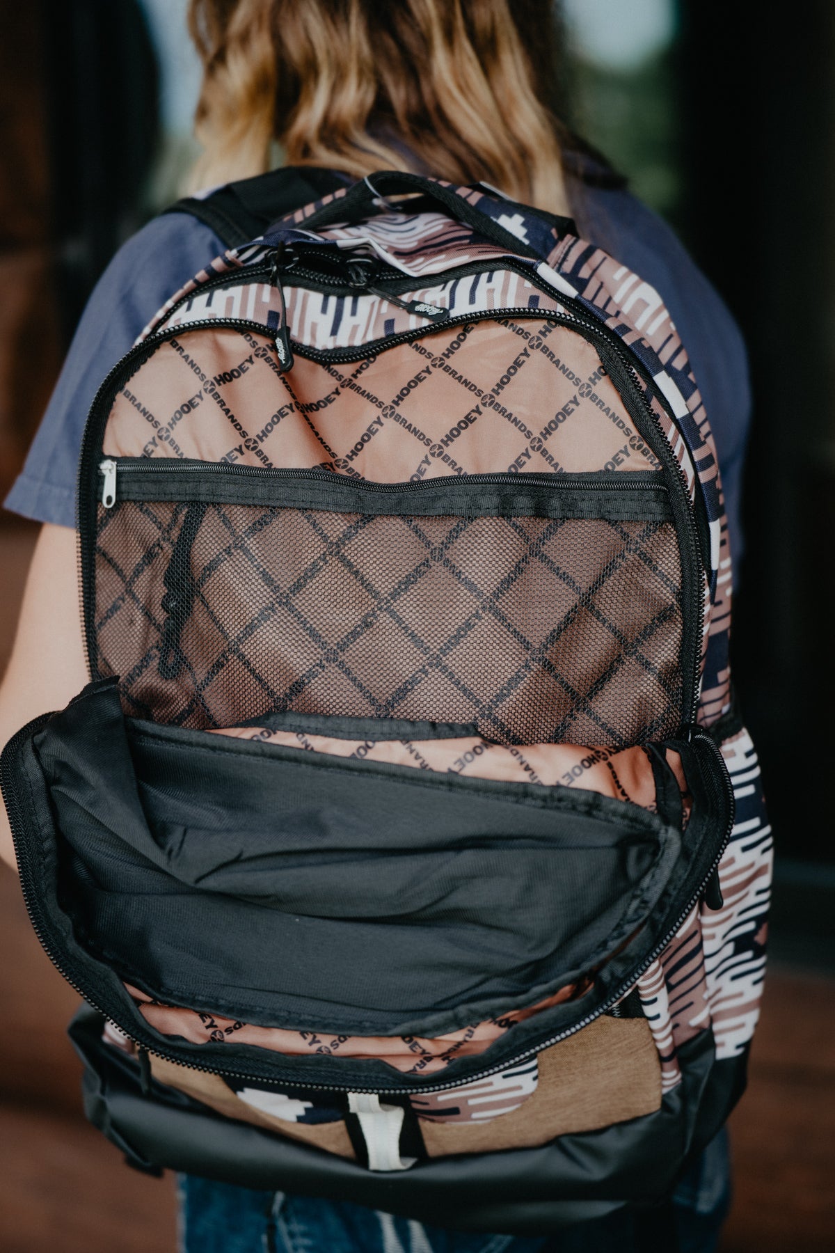 OX Hooey Backpack Taupe/ Black Aztec Pattern