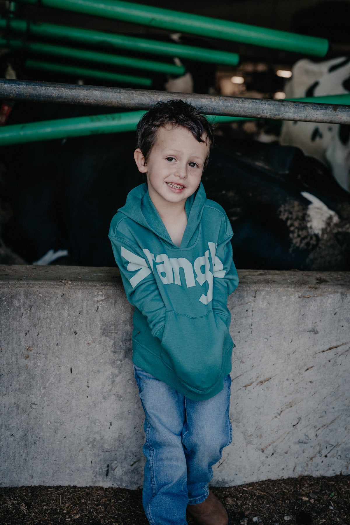 Kids Turquoise Wrangler Logo Hoodie