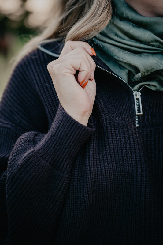 'Chase' Chocolate Mockneck Quarter Zip  (XS-L)