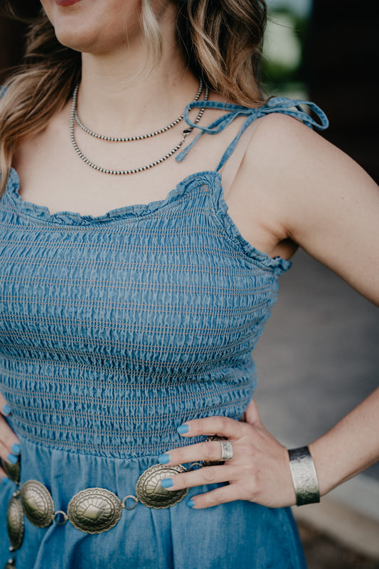 'Sadie' Wrangler Women's Denim Smocked Dress (S - XXL)