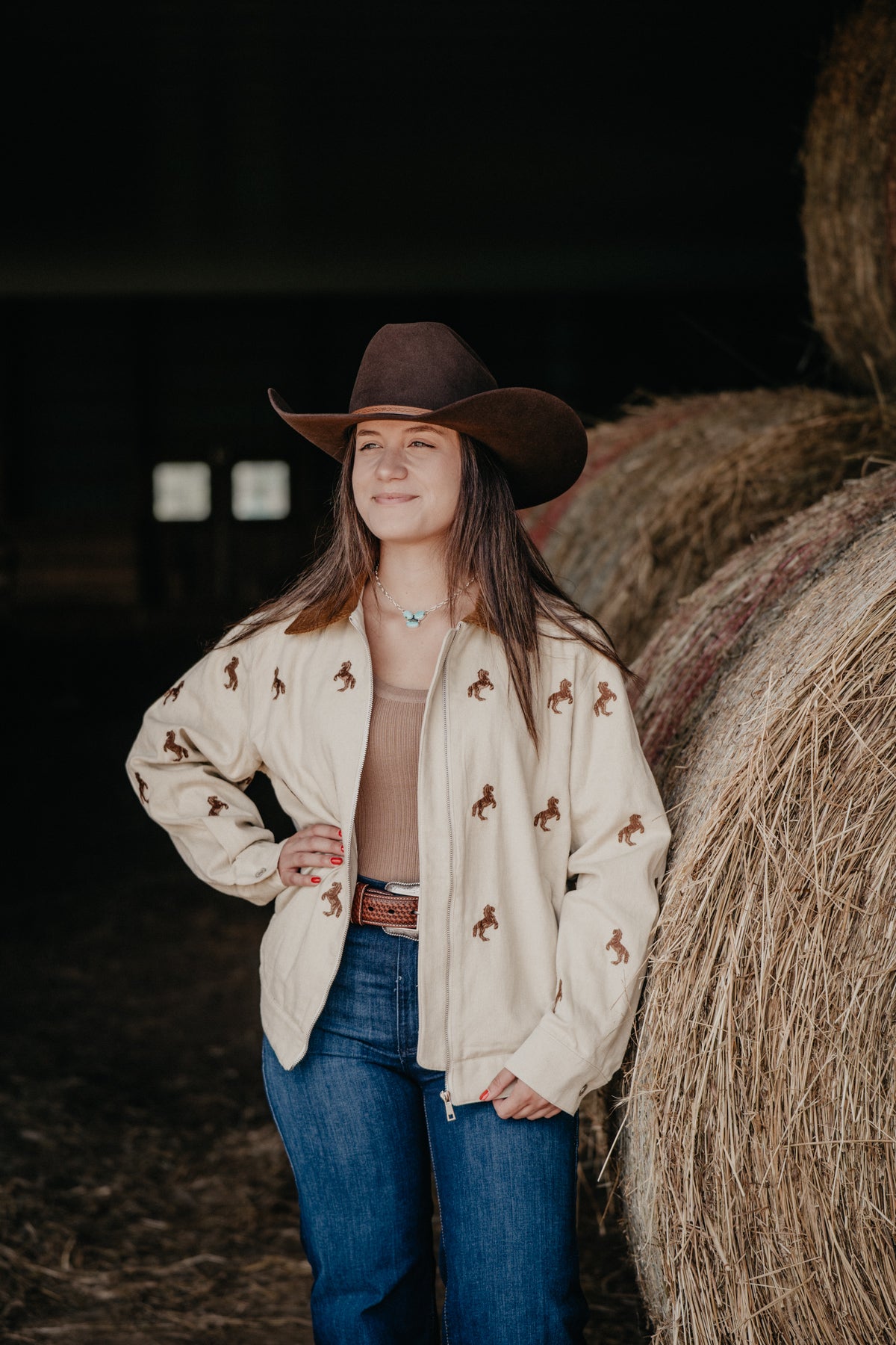 'Shae' Horse Embroidered Bomber Jacket (S-L)