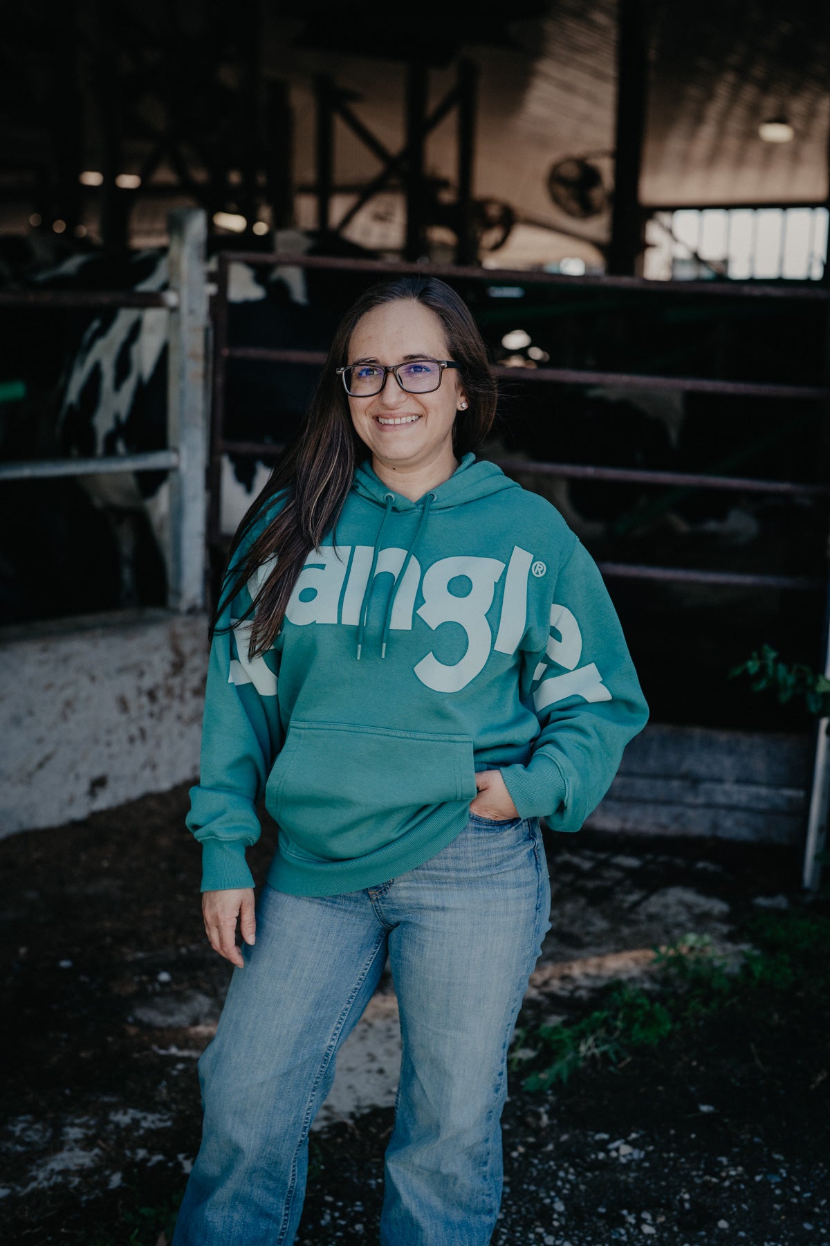 'Tiff' Women's Turquoise Wrangler Logo Hoodie