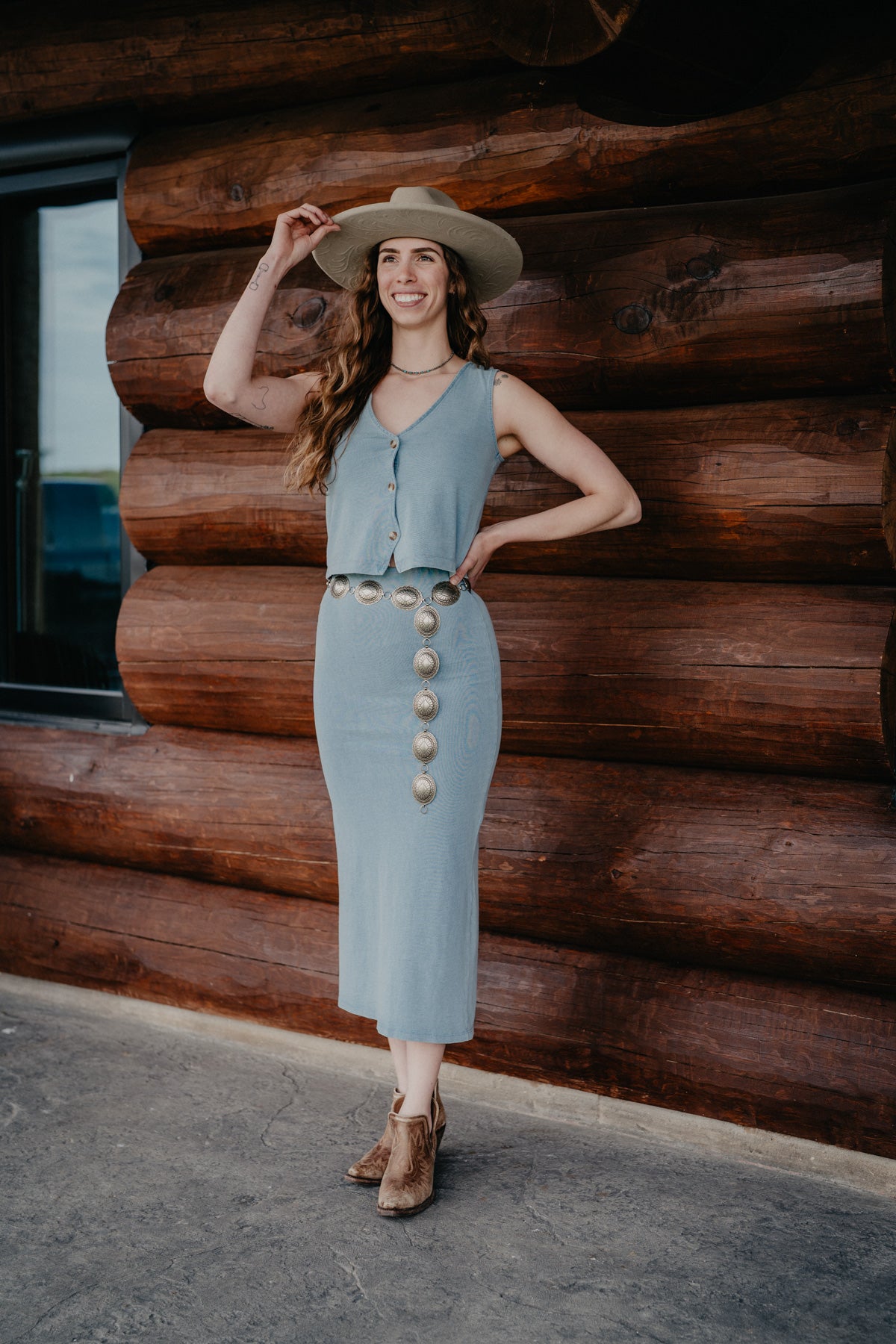 'Gail' Jersey Denim Ocnai Midi Skirt by Z Supply (XS-L)