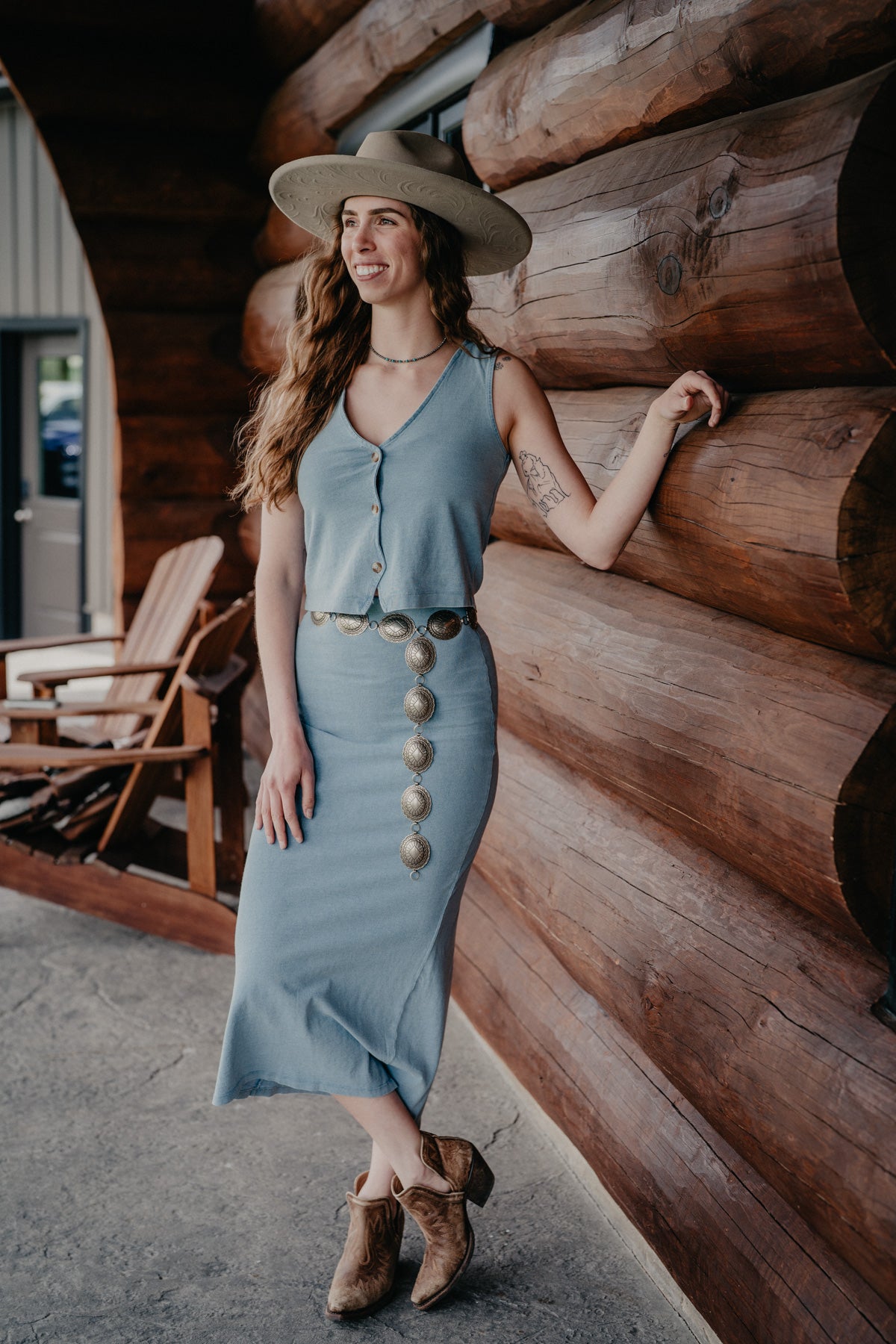 'Gail' Jersey Denim Ocnai Midi Skirt by Z Supply (XS-L)