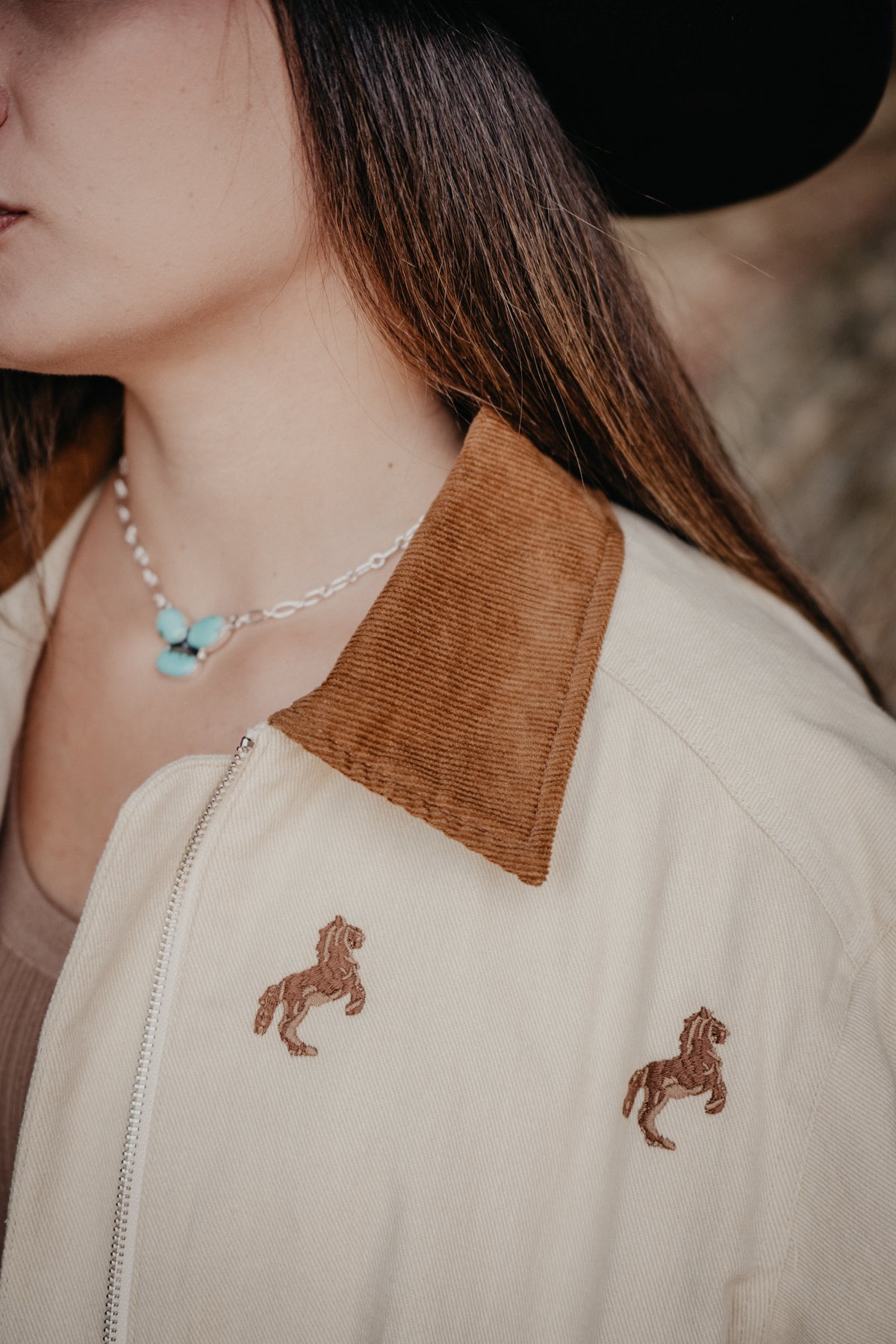 'Shae' Horse Embroidered Bomber Jacket (S-L)
