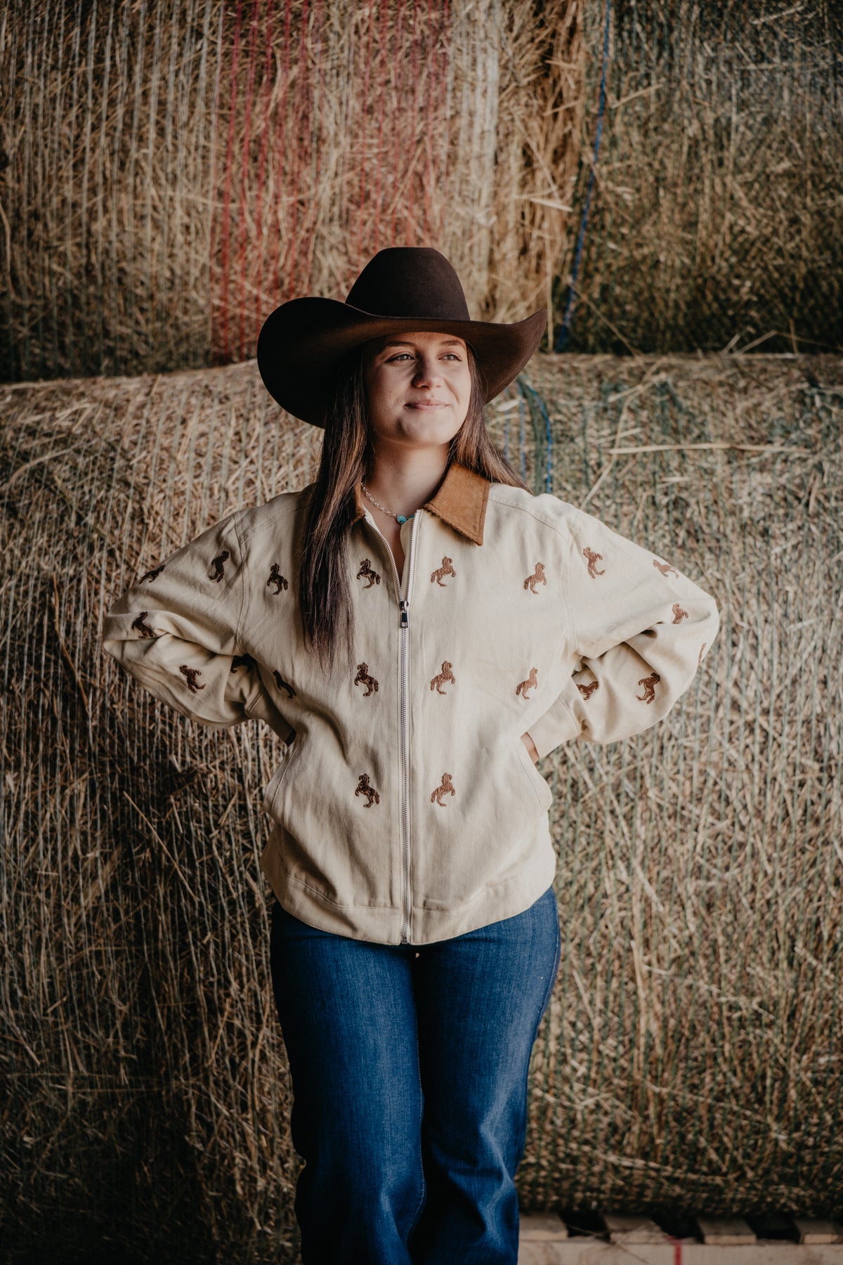 'Shae' Horse Embroidered Bomber Jacket (S-L)