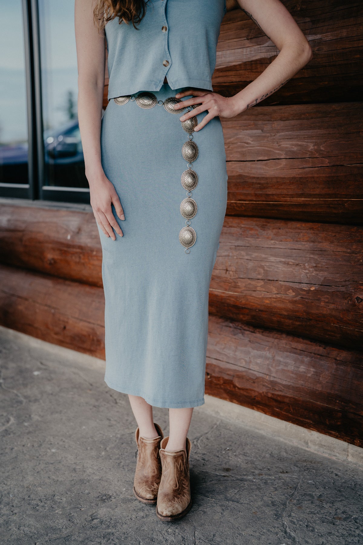 'Gail' Jersey Denim Ocnai Midi Skirt by Z Supply (XS-L)