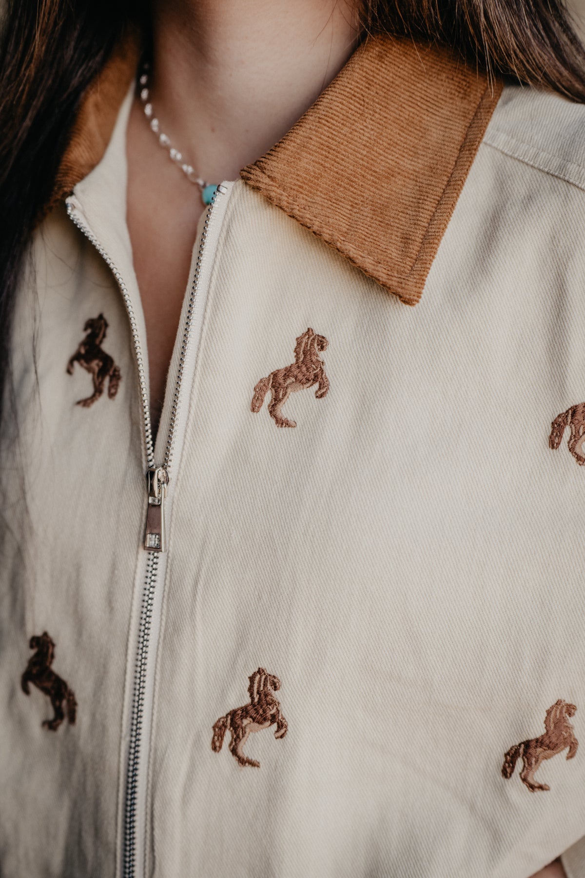 'Shae' Horse Embroidered Bomber Jacket (S-L)