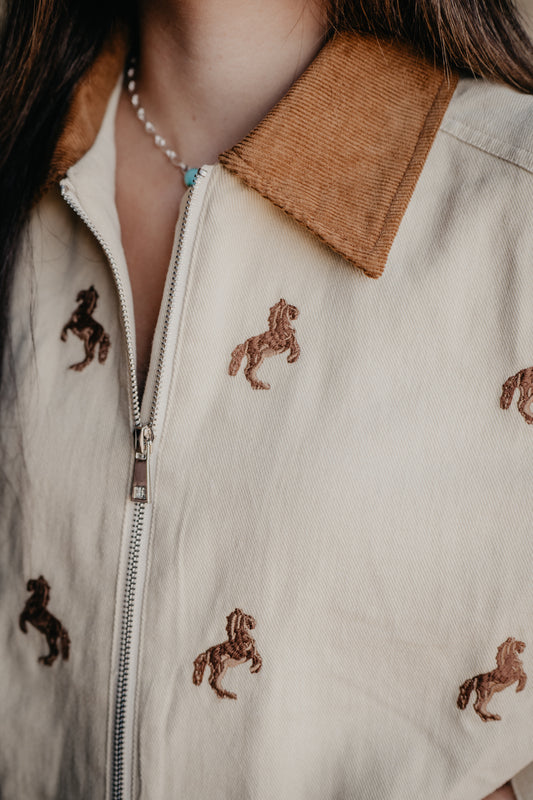 'Shae' Horse Embroidered Bomber Jacket (S-L)