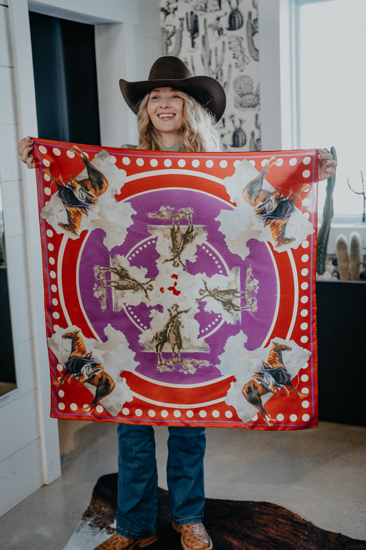 'Red Flores La Due' Silk Wild Rag