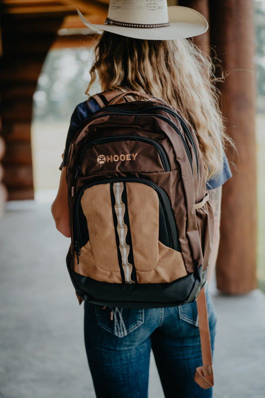 OX Hooey Backpack Brown Body w Tan Pocket/ Serape Accents