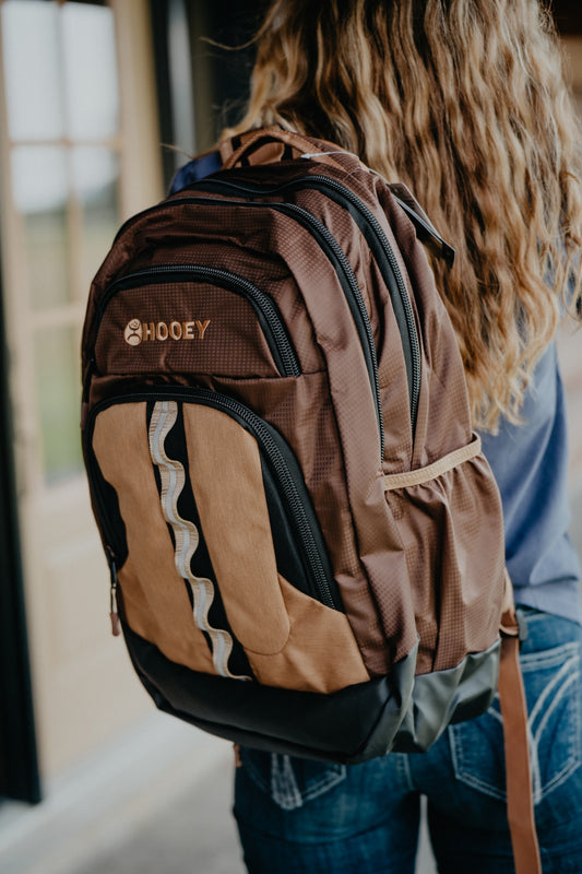 OX Hooey Backpack Brown Body w Tan Pocket/ Serape Accents