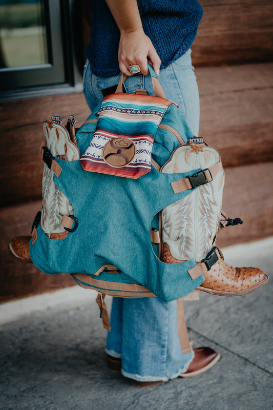 'Mule' Hooey Backpack Teal/Tan with Serape Pattern Accents