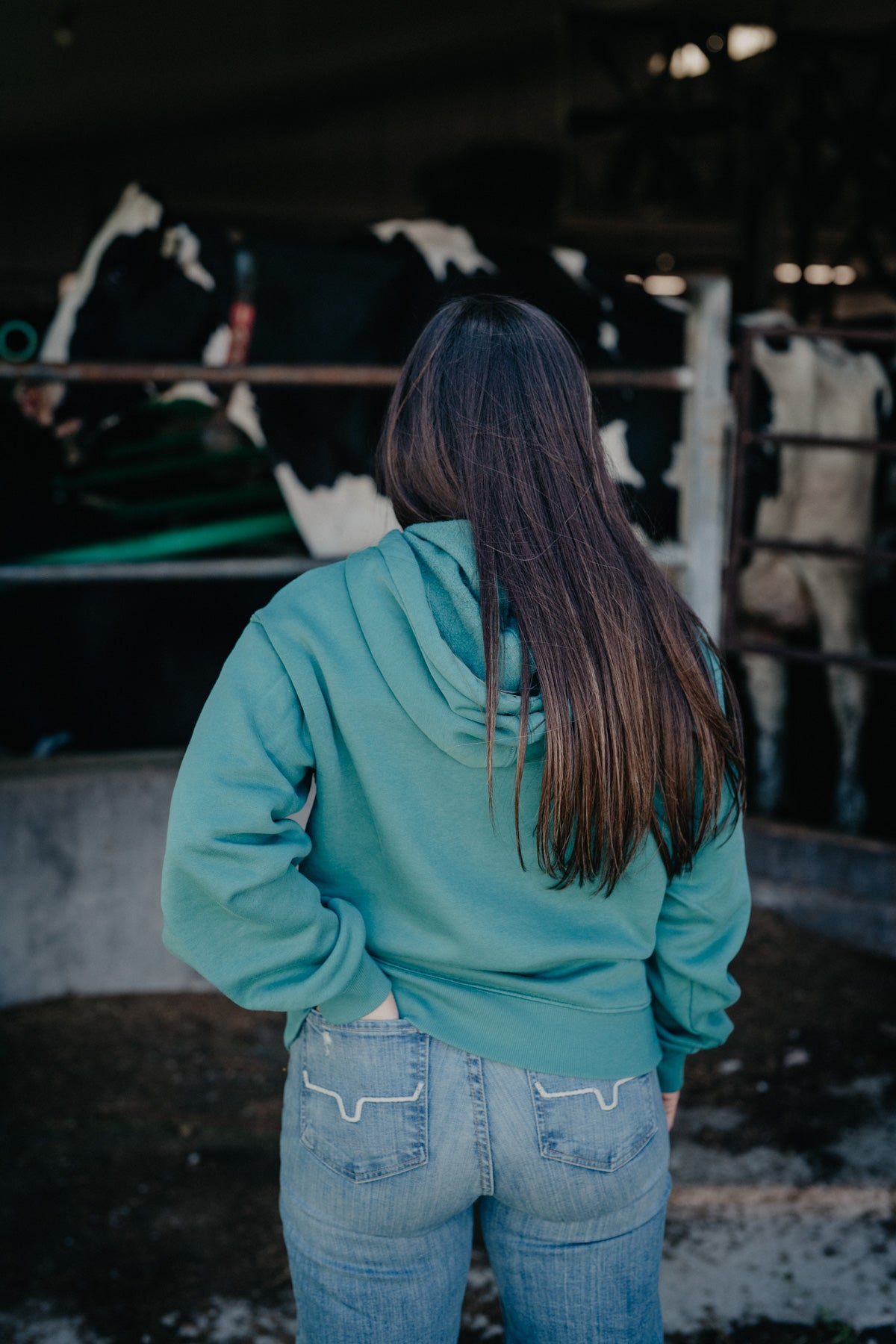 'Tiff' Women's Turquoise Wrangler Logo Hoodie