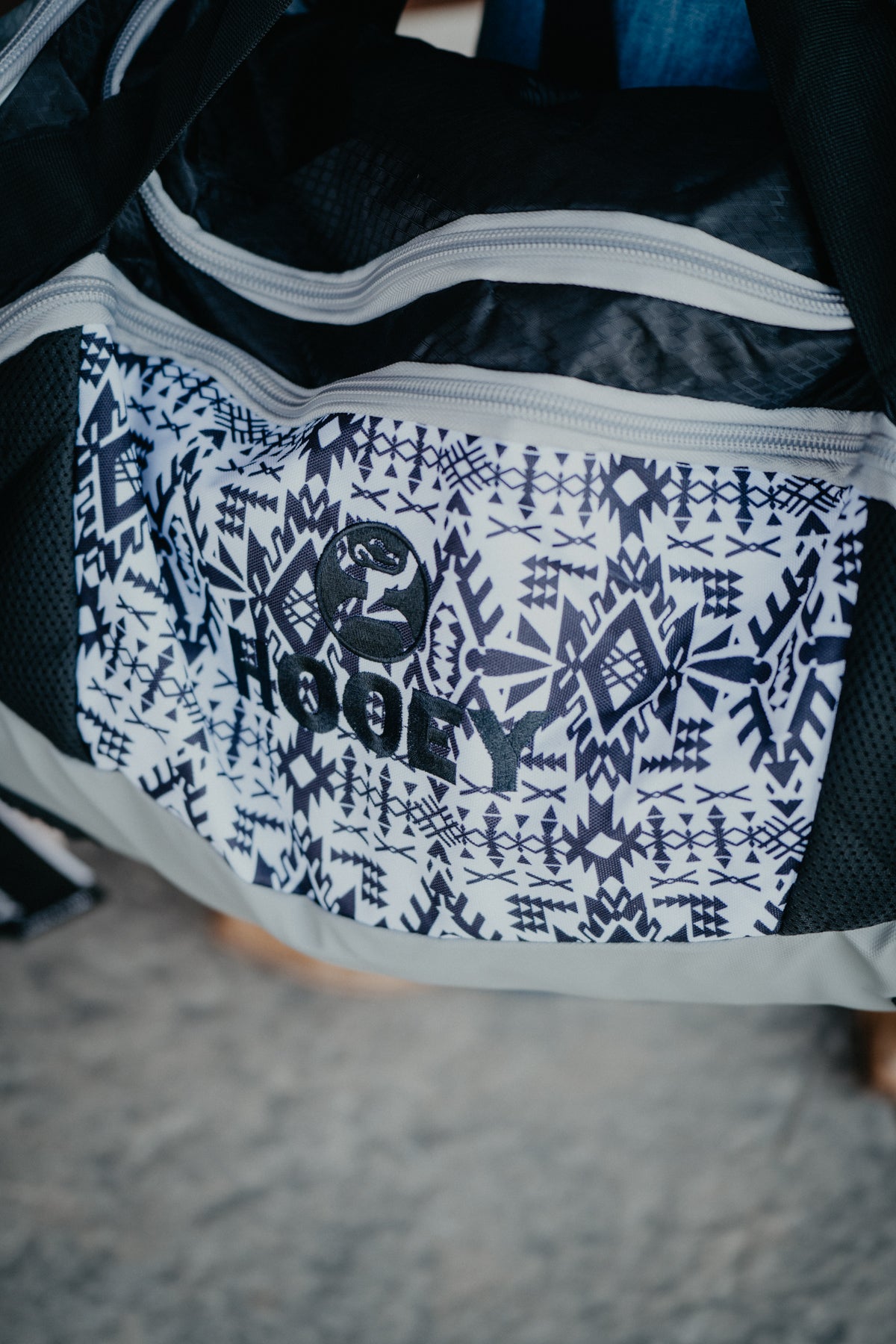 'Competitor' Hooey Black/Grey Duffle Bag with Aztec Pattern Accents