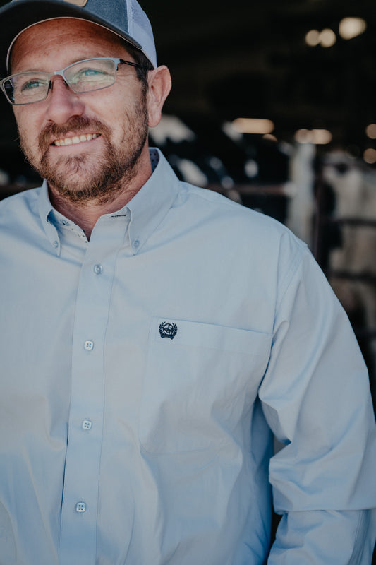 'Cam' Men's Solid Light Blue Classic CINCH Button Down