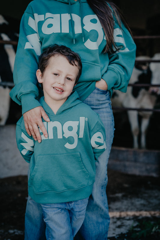 Kids Turquoise Wrangler Logo Hoodie