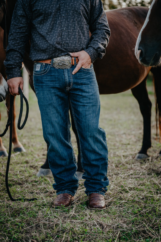 'Grady' CINCH Men's White Label Straight Leg Jean {Dark Stone Wash}