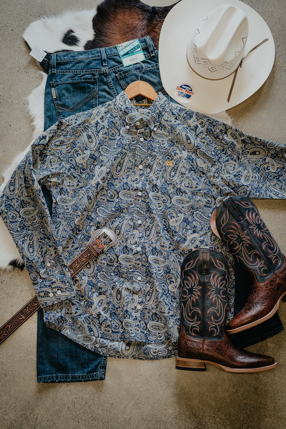 'Chad' Men's Royal Blue & Yellow Paisley Classic CINCH Button Down (S-3XL)