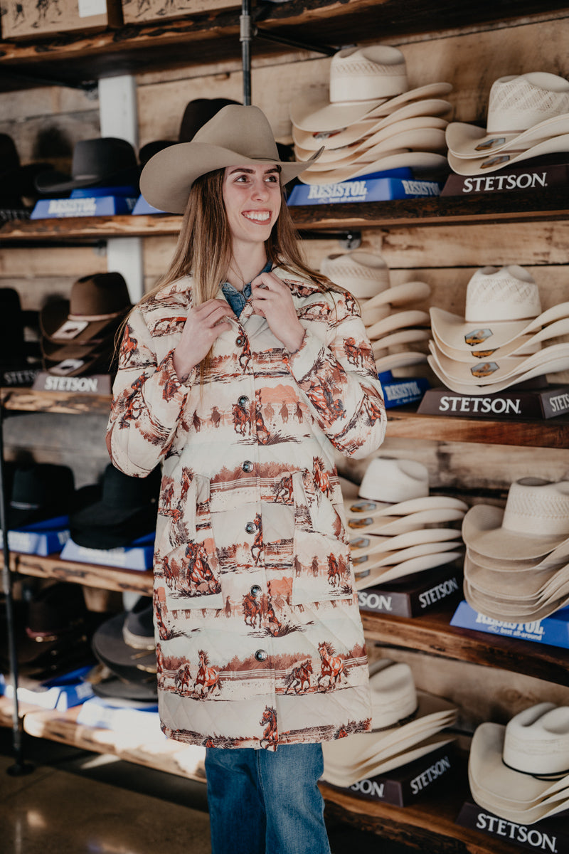 'Shayla' Western Horse Long Quilted Jacket (S-L)