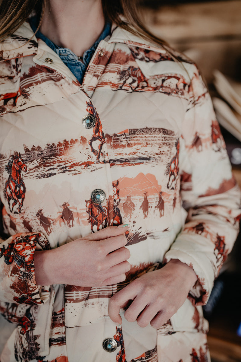 'Shayla' Western Horse Long Quilted Jacket (S-L)