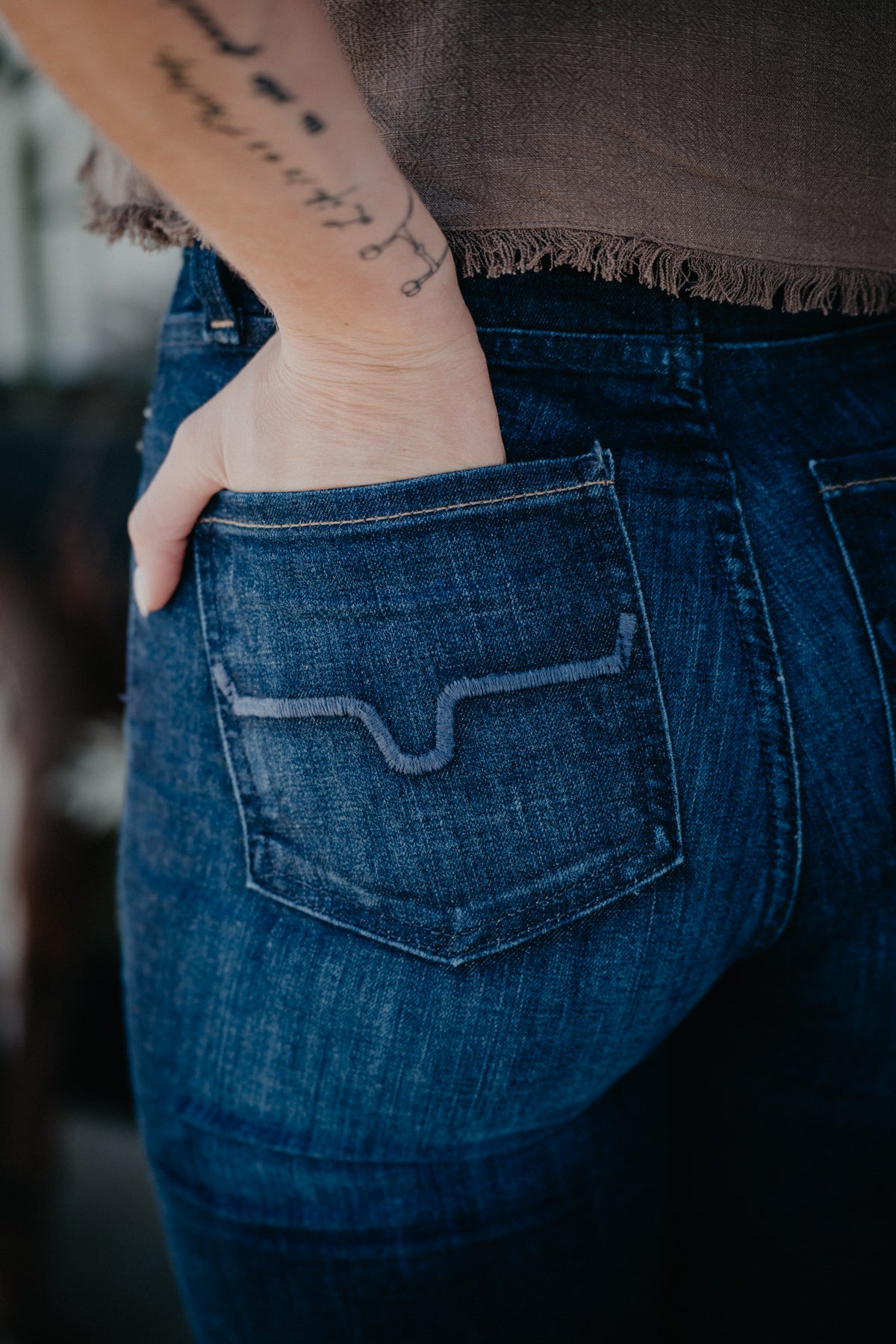 *Dark Wash* Olivia High Rise Stove Top Raw Hem Wide Leg by Kimes Ranch