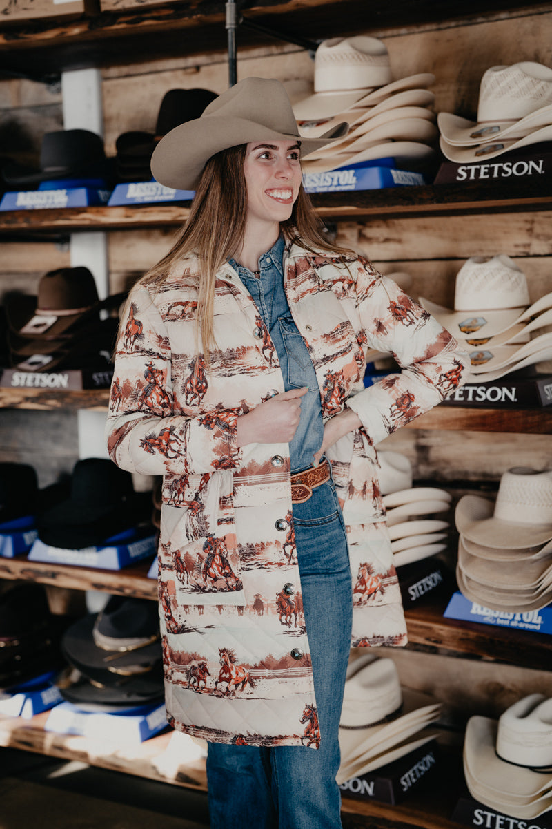 'Shayla' Western Horse Long Quilted Jacket (S-L)