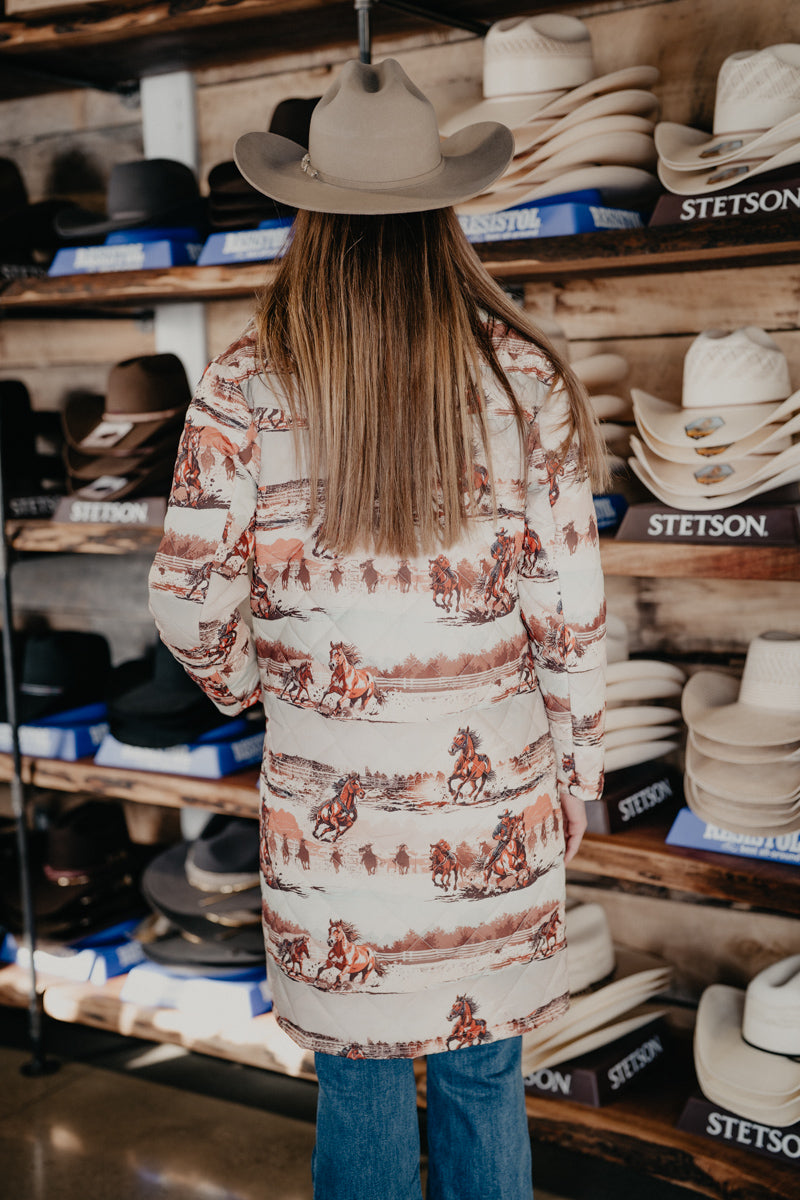 'Shayla' Western Horse Long Quilted Jacket (S-L)