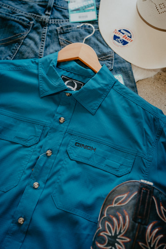 'Tyler' Men's Teal Long Sleeve CINCH Arenaflex (XS-XXL)