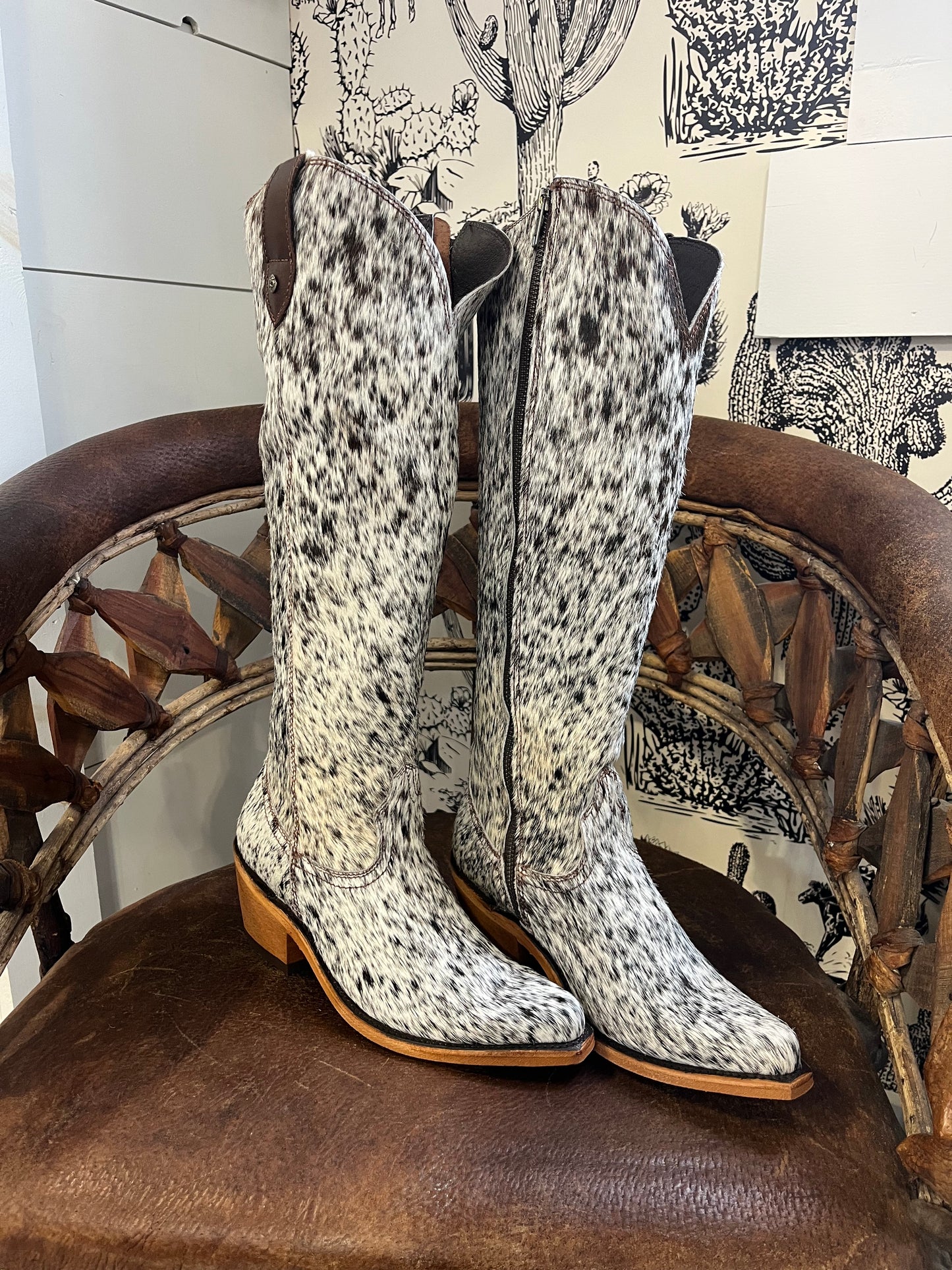 {Size 8 Regular Calf Width} 'Granizo Cafe' Tall Cowhide Boots by Liberty Black